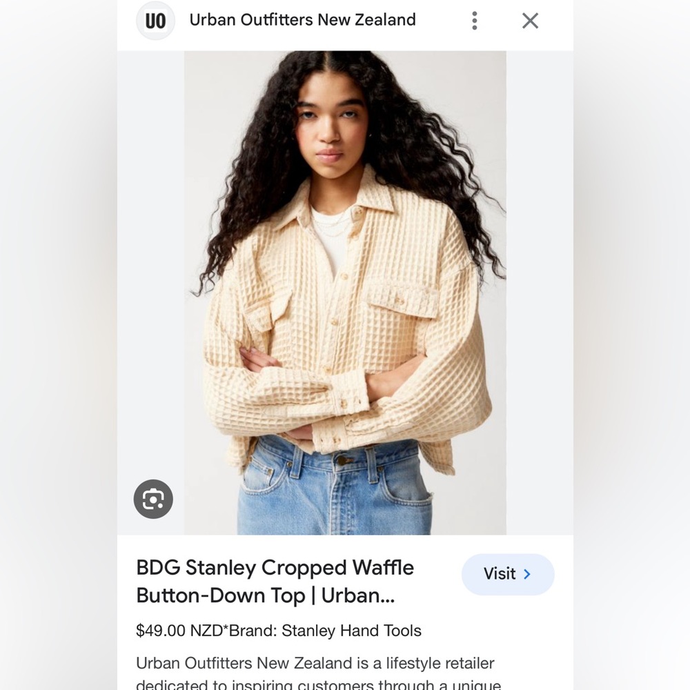Urban Outfitters | Stanley Cropped Waffle Shirt Jacket